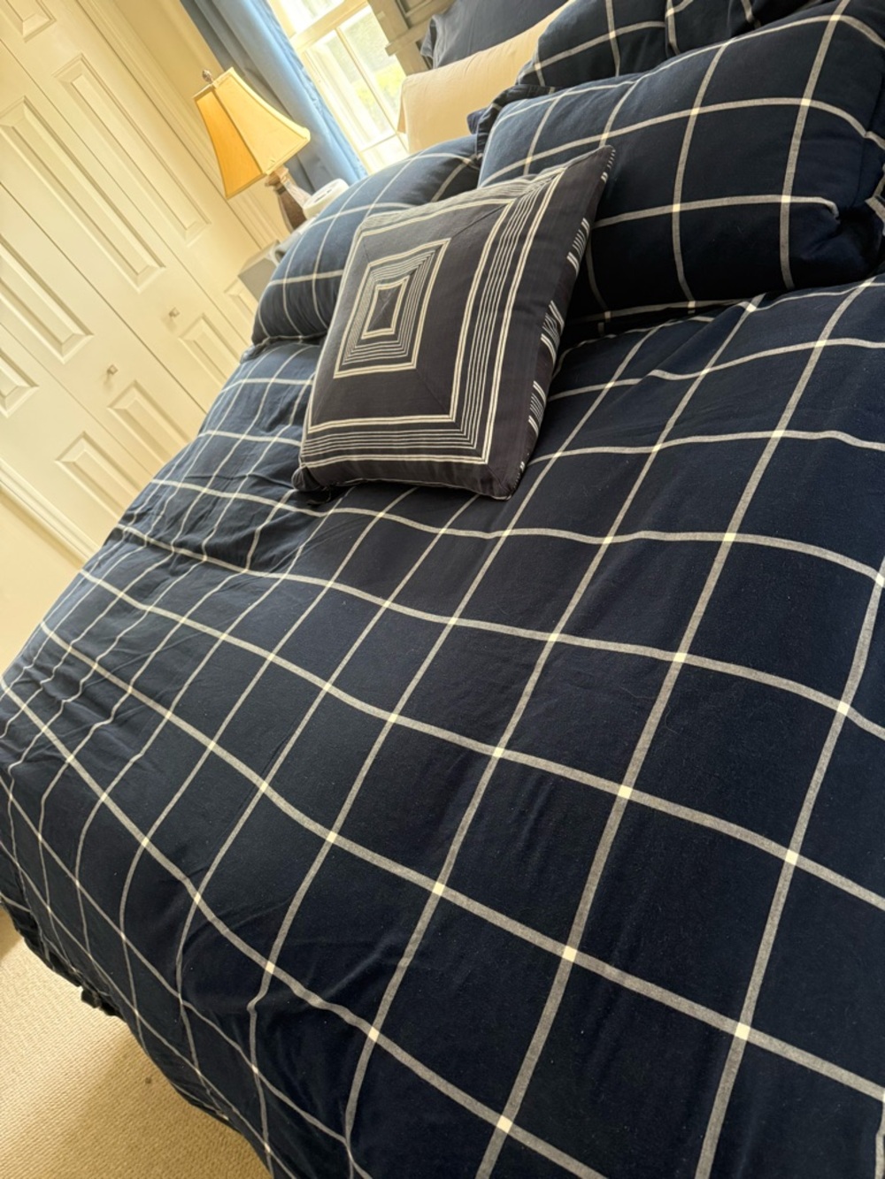 Ralph Lauren Navy Windowpane Duvet Cover, 2 Shams and Windowpane Pilllow Cover